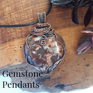 Copper Wire Wrapped Gemstone Pendants